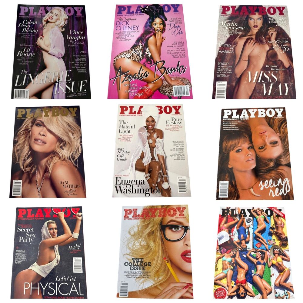 Playboy 2015 Magazine Lot 9 Issues All Centerfolds Hugh Hefner Last Nude Era Set